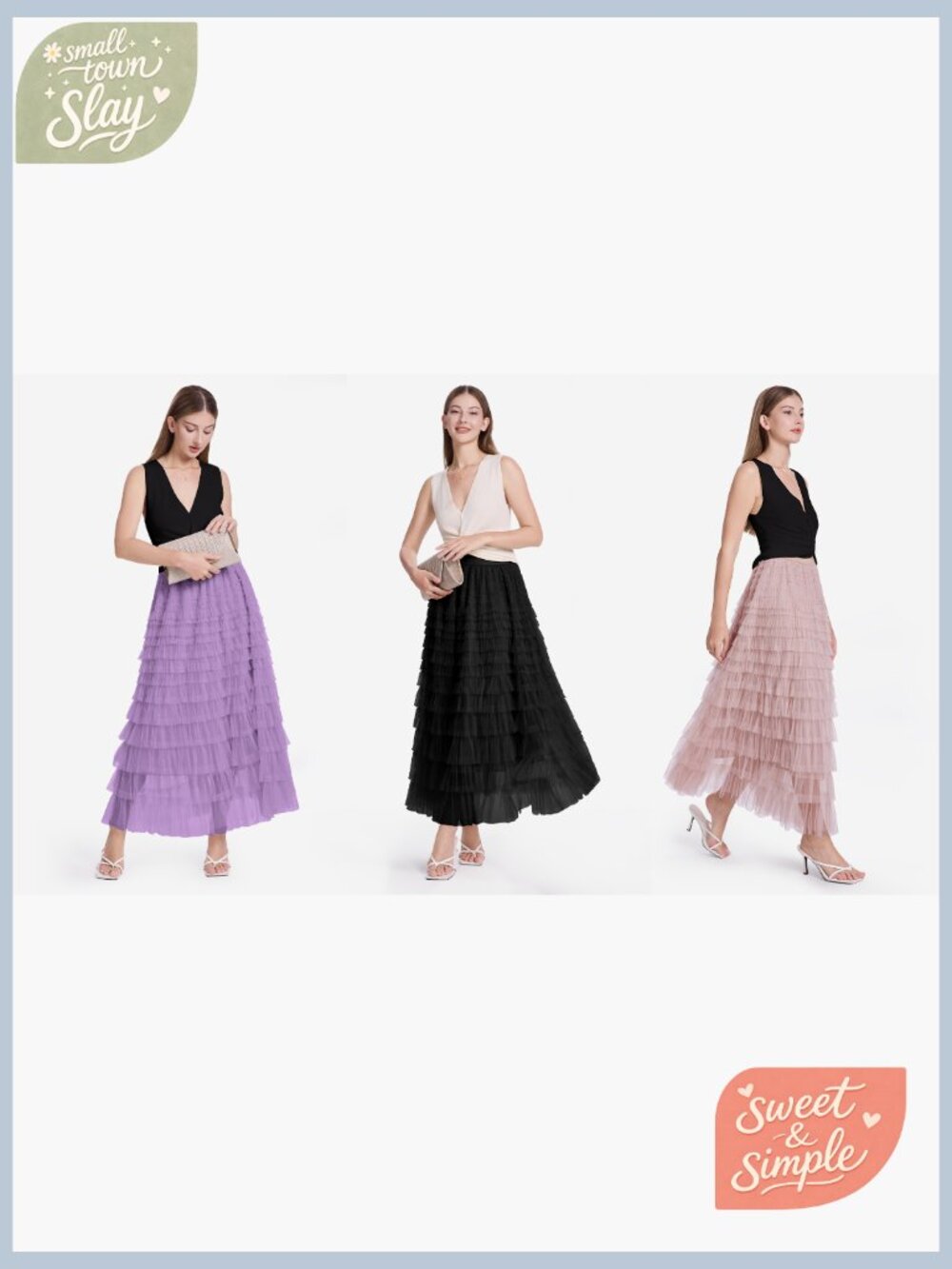 High Waist Tulle Maxi Skirt A-Line Flowy Party Wedding Guest - Picture 6 of 7